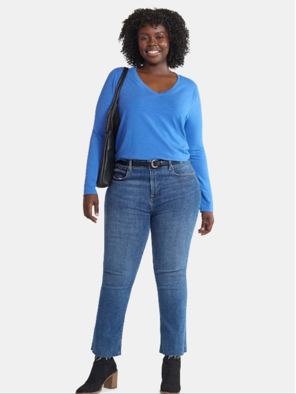 Terra & Sky Cotton Blend Bright Blue V-Neck Lightweight Sweatshirt Women Size 4x — image 2 of 8